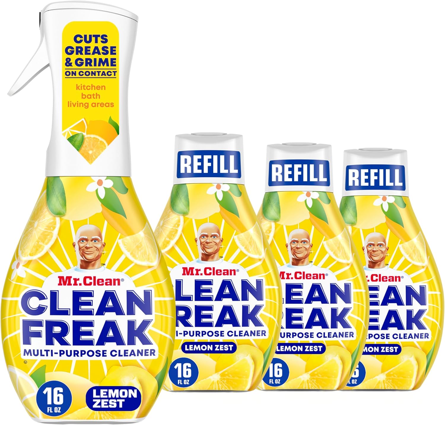 16 fl oz starter bottle with power nozzle plus three 16 fl oz refill bottles (64 fl oz total)
