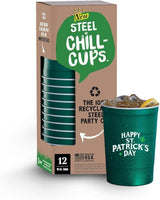 St. Patrick's Day Steel Party Cups 16 oz – Shatterproof Drinkware for Patio, Camping and Backyard Gatherings, 12 Pack