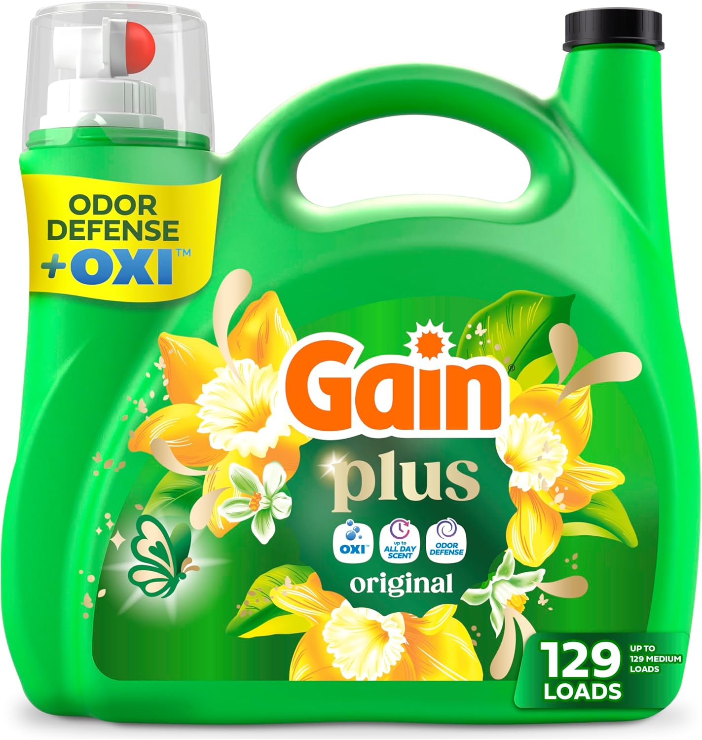 170 fl oz jug yielding 129 medium loads (plus 99 fl oz variant for smaller needs)