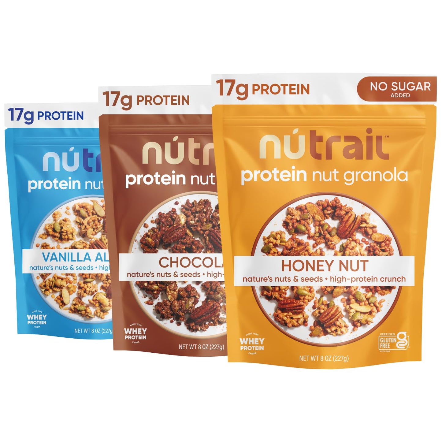 17g whey protein per 2/3 cup serving from added protein crisps