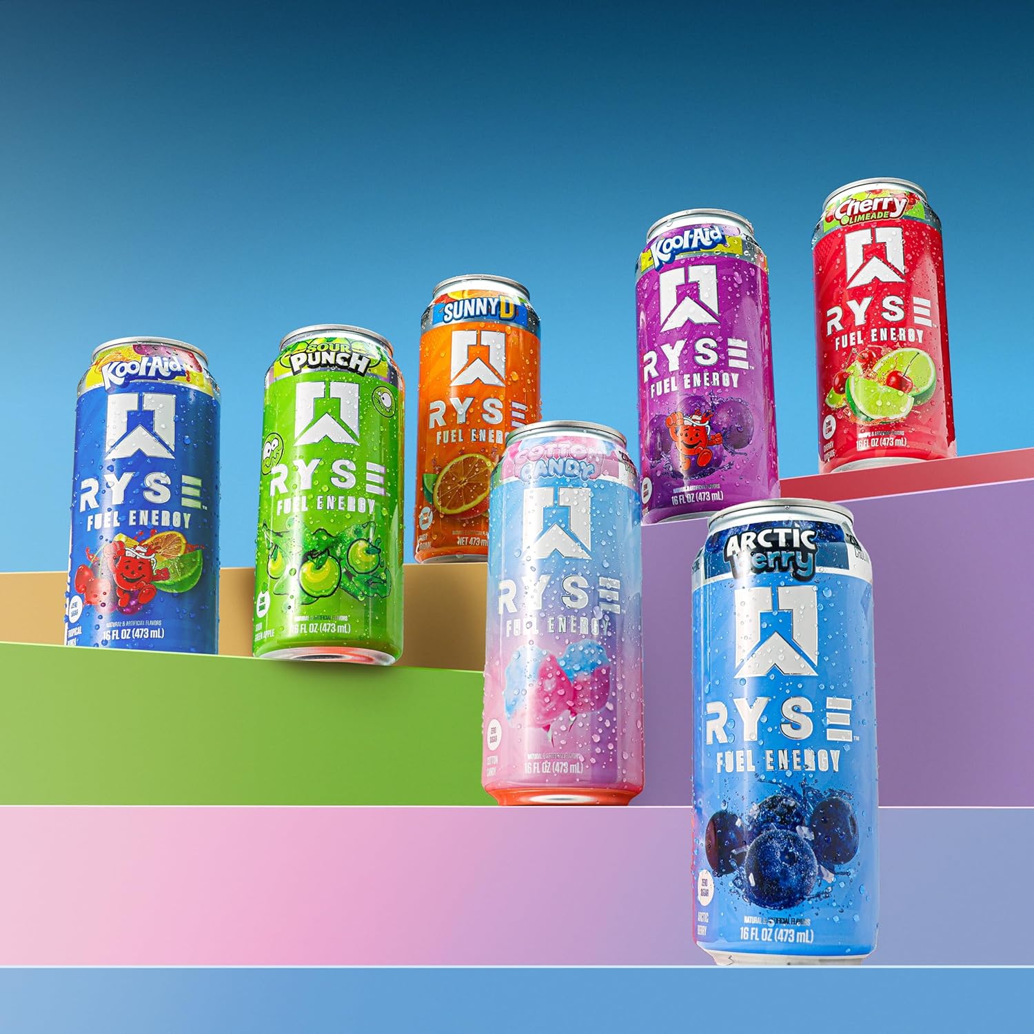 19 flavor variants including licensed collaborations (sunnyd, ring pop, kool-aid, country time, sour punch)