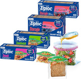 Ziploc Storage Bags Variety Pack – School Lunch Leak-Free Sealing for Kids, 190 Count with EasyGuide Texture