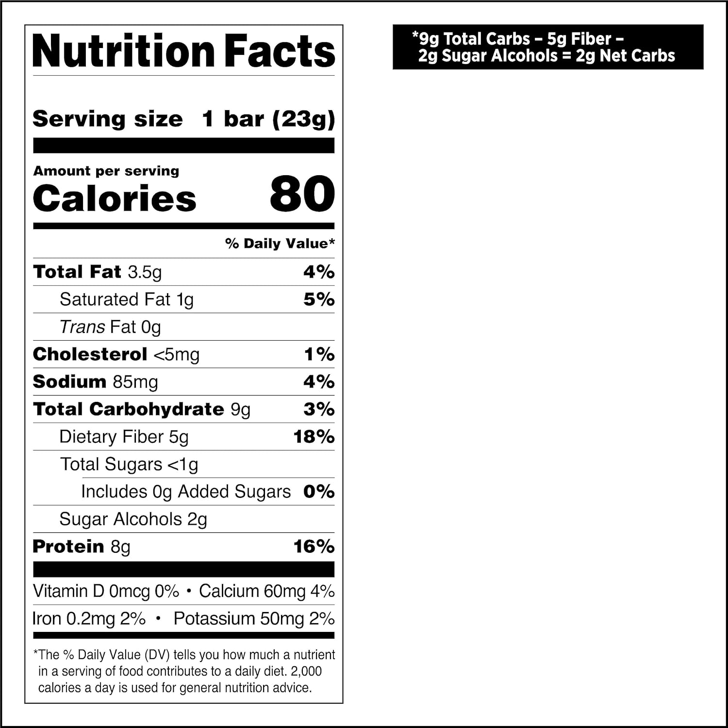 1g sugar and 2g net carbs for keto and low-carb compatibility