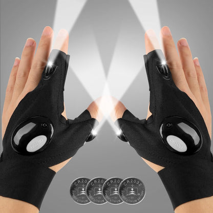2 bright leds mounted on the index finger and thumb for directional, handsfree lighting