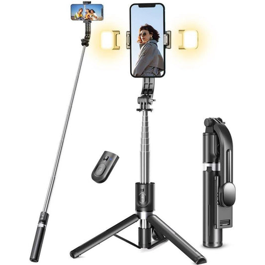 2 detachable fill lights with 3 color modes (warm, natural, white) and 2 brightness levels each
