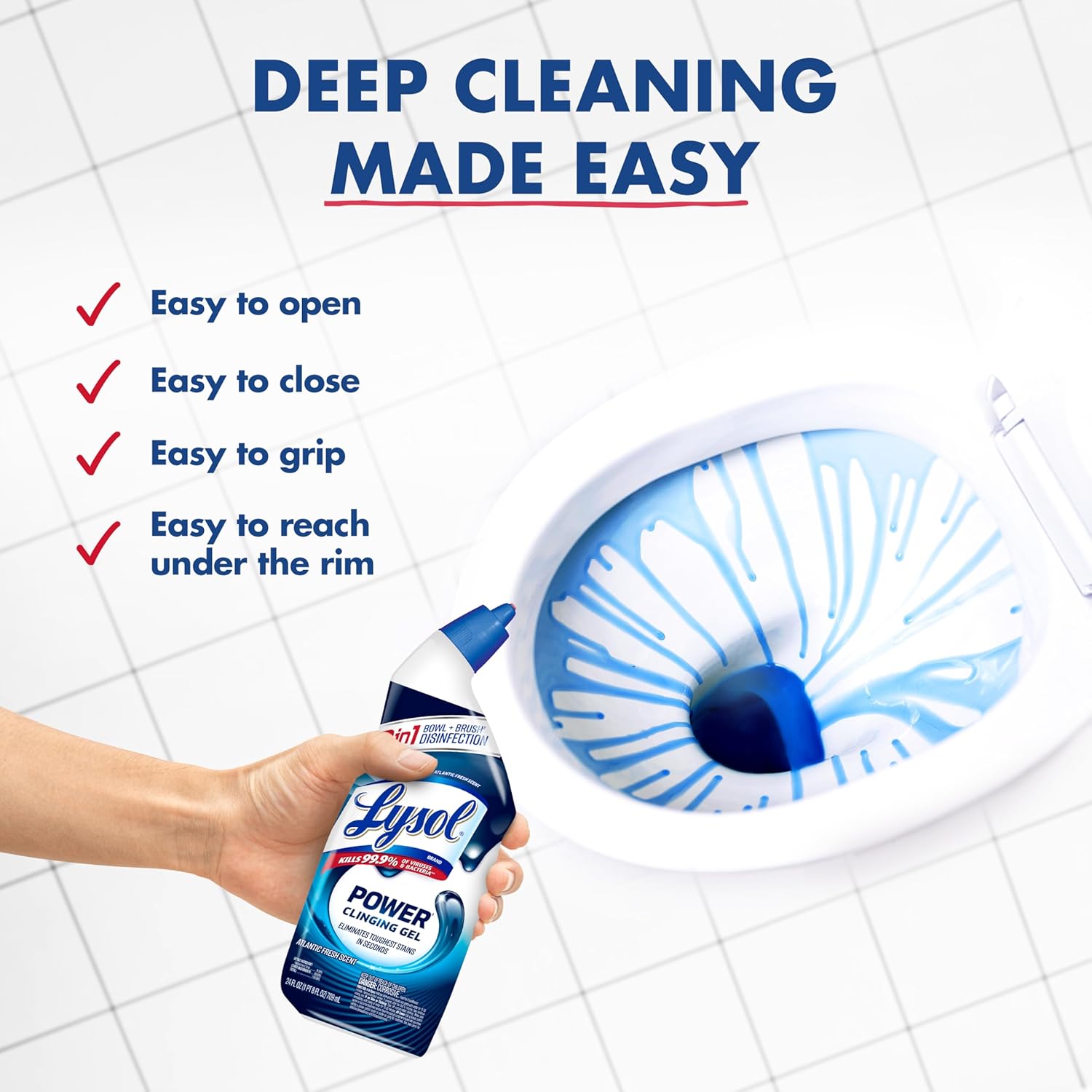 2-in-1 disinfecting action for both toilet bowl and toilet brush