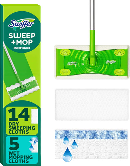 2-in-1 sweeper and mop head that accepts both dry and wet cloths