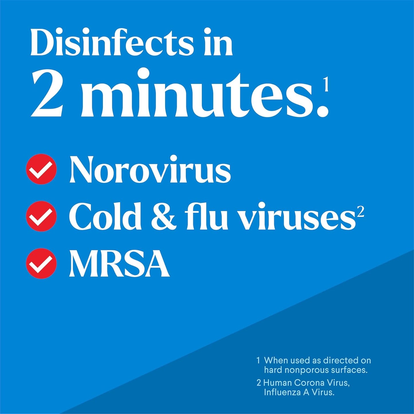 2-minute disinfection contact time on hard, nonporous surfaces