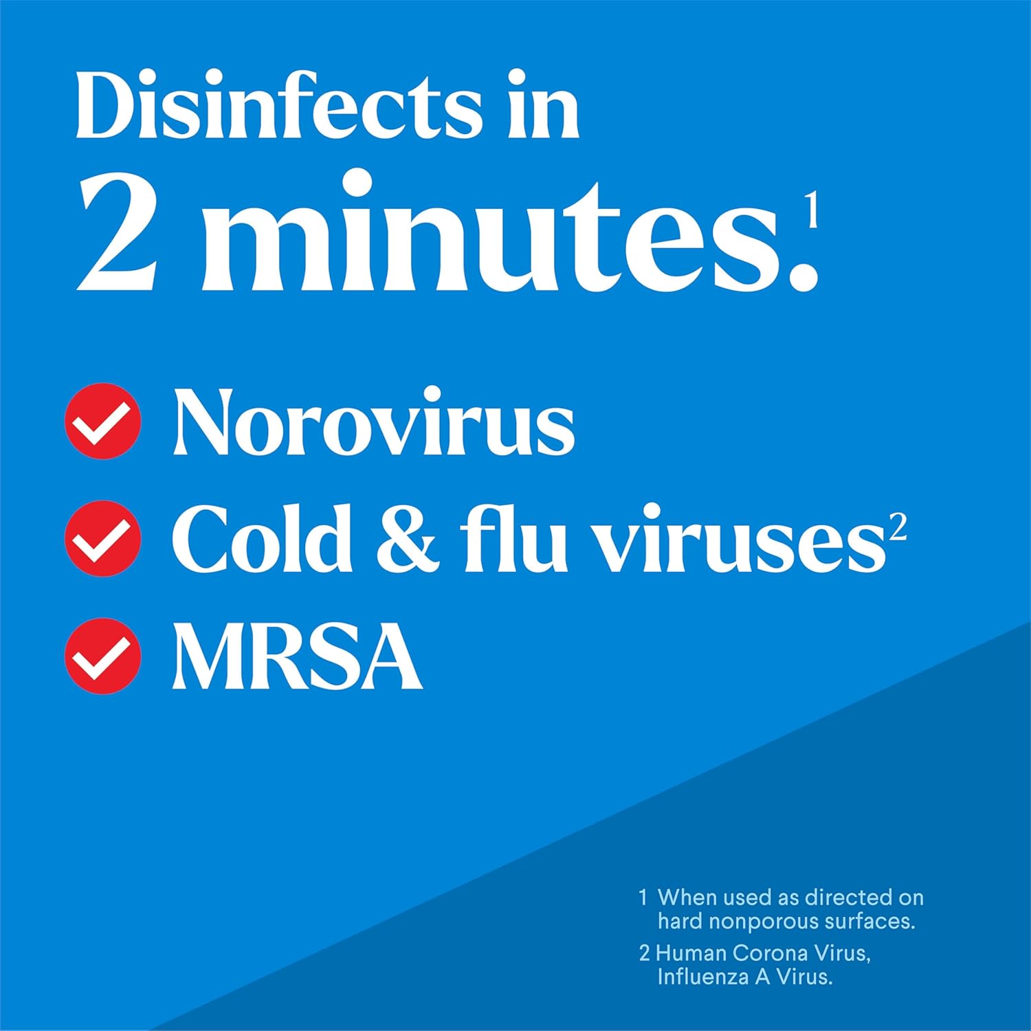 2-minute disinfection contact time on hard, nonporous surfaces