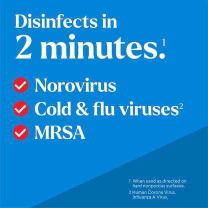 2-minute disinfection contact time on hard, nonporous surfaces