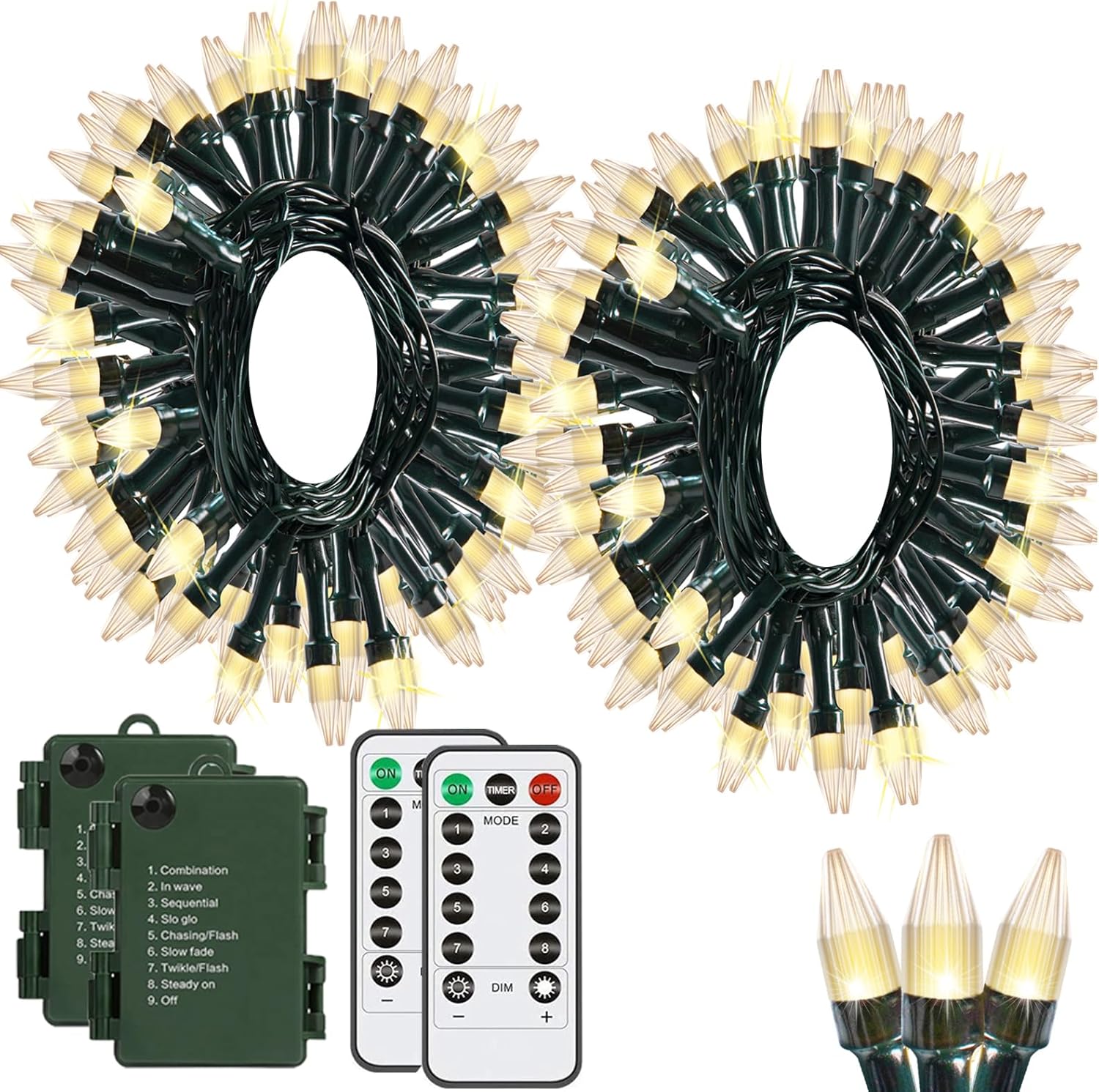 2-pack of 20ft strings with 50 leds each (100 leds / 40ft total)