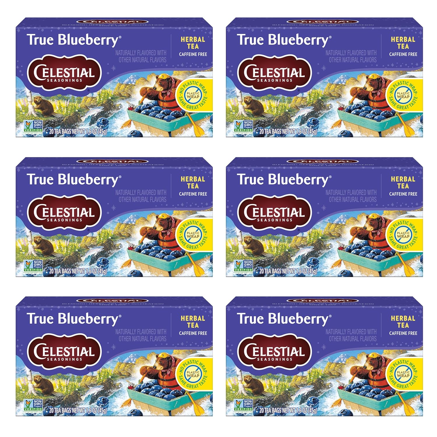 20-count teabag box sold in a pack of 6 (120 bags total) for long-lasting pantry stock