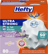Hefty Ultra Strong 20 Gallon Trash Bags, Lavender & Sweet Vanilla Scent, Drawstring Odor Control Trash Bags for a Calmer Self-Care Kitchen Routine