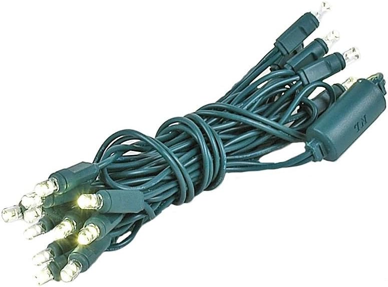 20 mini warm white led bulbs on flexible 22-gauge green wire