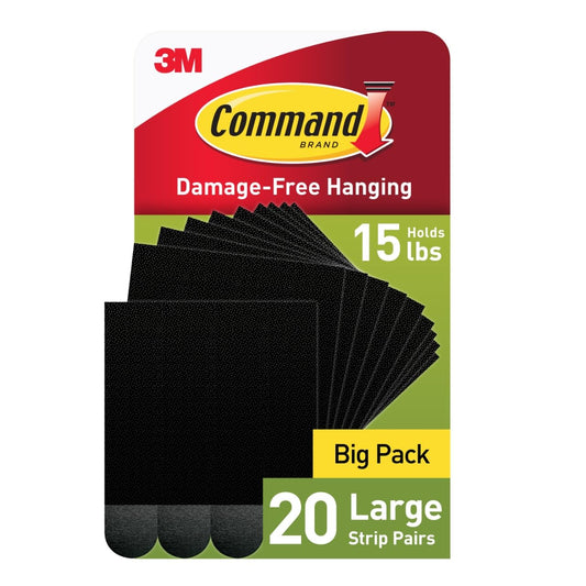20 pairs (40 strips) of large black foam adhesive strips per pack