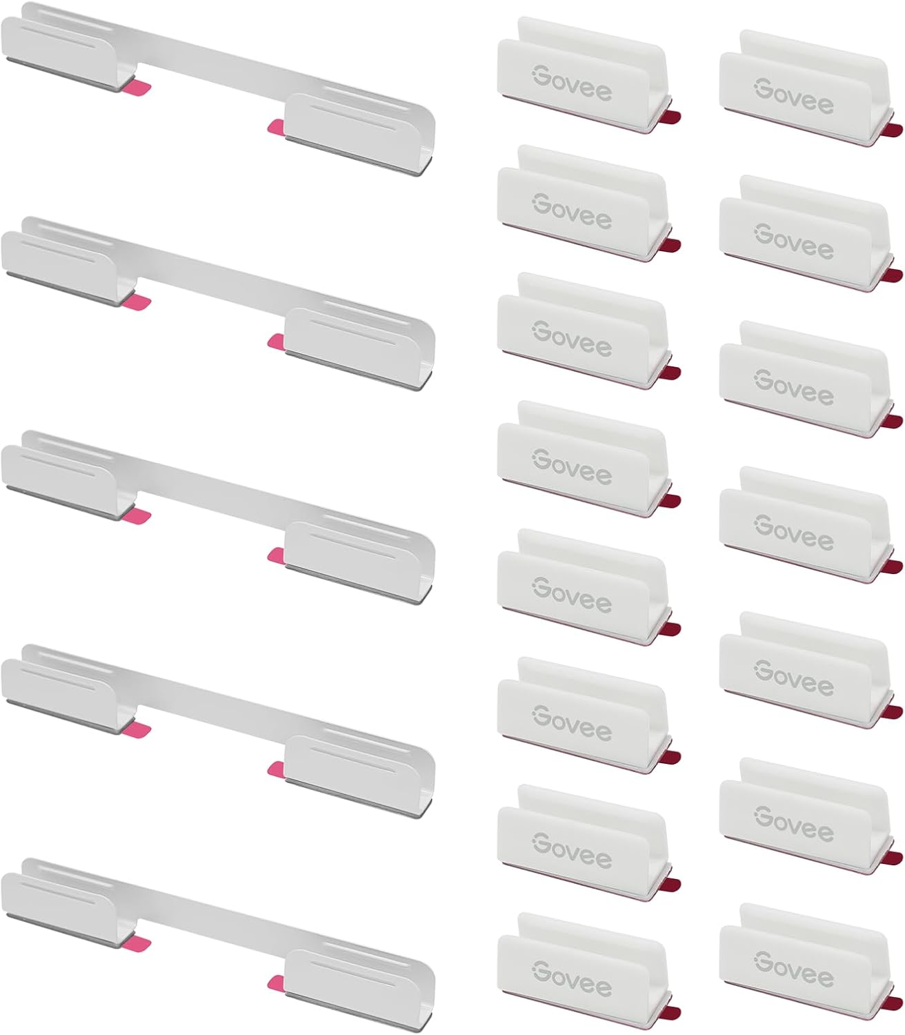20-piece set includes 15 plastic brackets and 5 bendable metal brackets