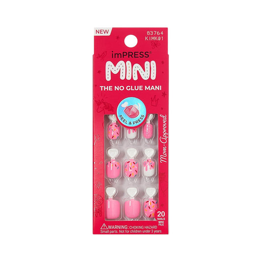 20 press-on nails per pack in squoval shape and kids sizing