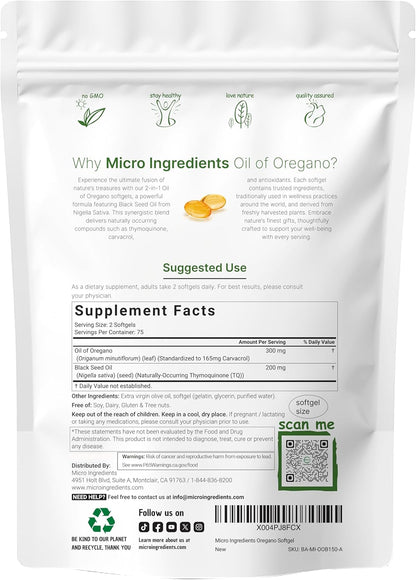 200mg black seed oil from nigella sativa per 2-softgel serving