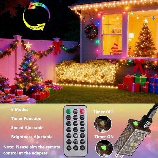 21-key infrared remote with color, mode, brightness, speed, and timer controls