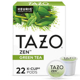 Tazo Organic Zen Green Tea K-Cup Pods – Mindful Meditation Nook Ritual, Calming Lemongrass & Spearmint Brew