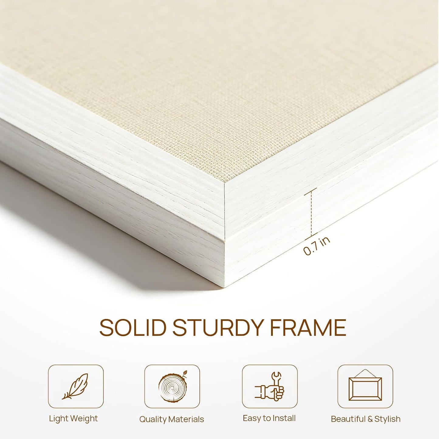 22 variants across colors (white, grey, black, natural cork, pink-white, natural wood, dark walnut, purple) and sizes from 12x12 to 36x24 inches