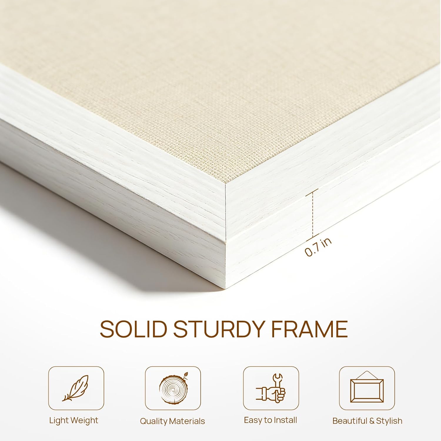 22 variants across colors (white, grey, black, natural cork, pink-white, natural wood, dark walnut, purple) and sizes from 12x12 to 36x24 inches