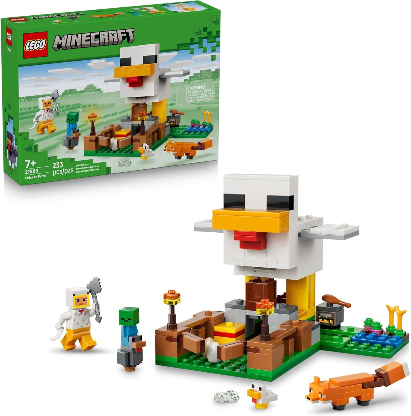 233-piece build with chicken-shaped coop featuring movable wings and an opening front gate