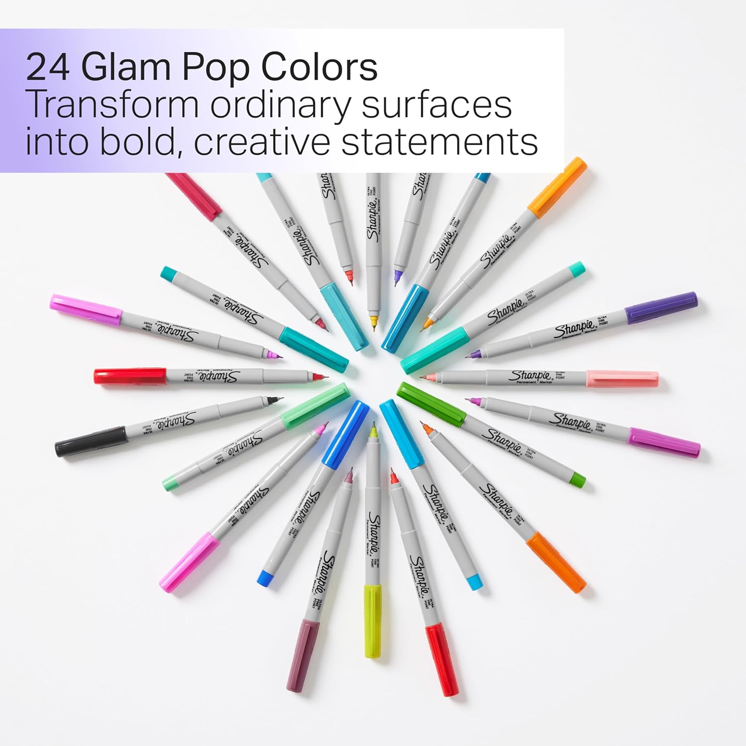 24 assorted vibrant glam pop shades in a single pack