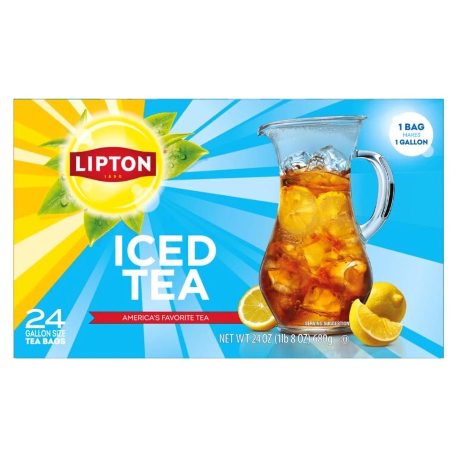 24 gallon-sized tea bags producing 24 total gallons of iced tea