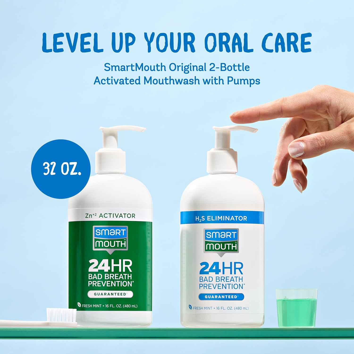 24-hour bad breath elimination and prevention with twice-daily use