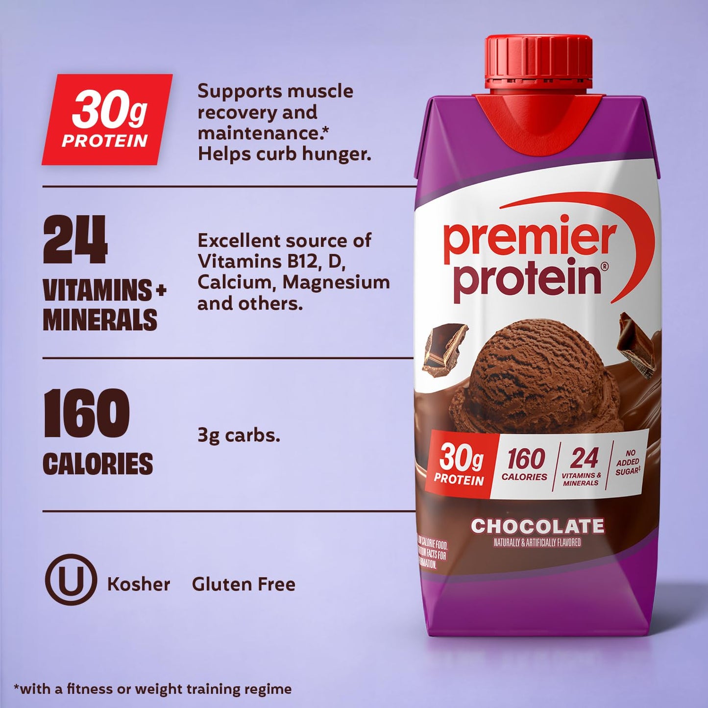 24 vitamins and minerals including 50% dv calcium, 30% dv vitamin d, zinc, and antioxidants c and e
