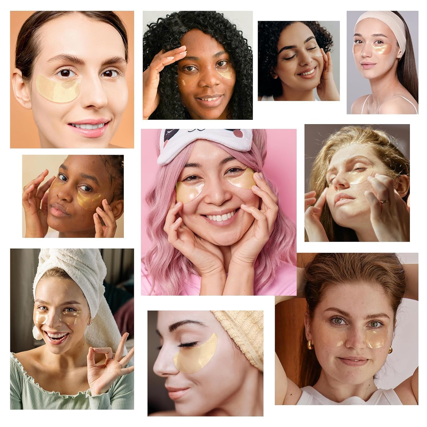 24K Gold Eye Masks - Nightly Self-Care Ritual for the Bathroom, Soothes Screen Fatigue & Puffiness