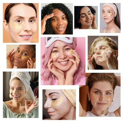 24K Gold Eye Masks - Nightly Self-Care Ritual for the Bathroom, Soothes Screen Fatigue & Puffiness