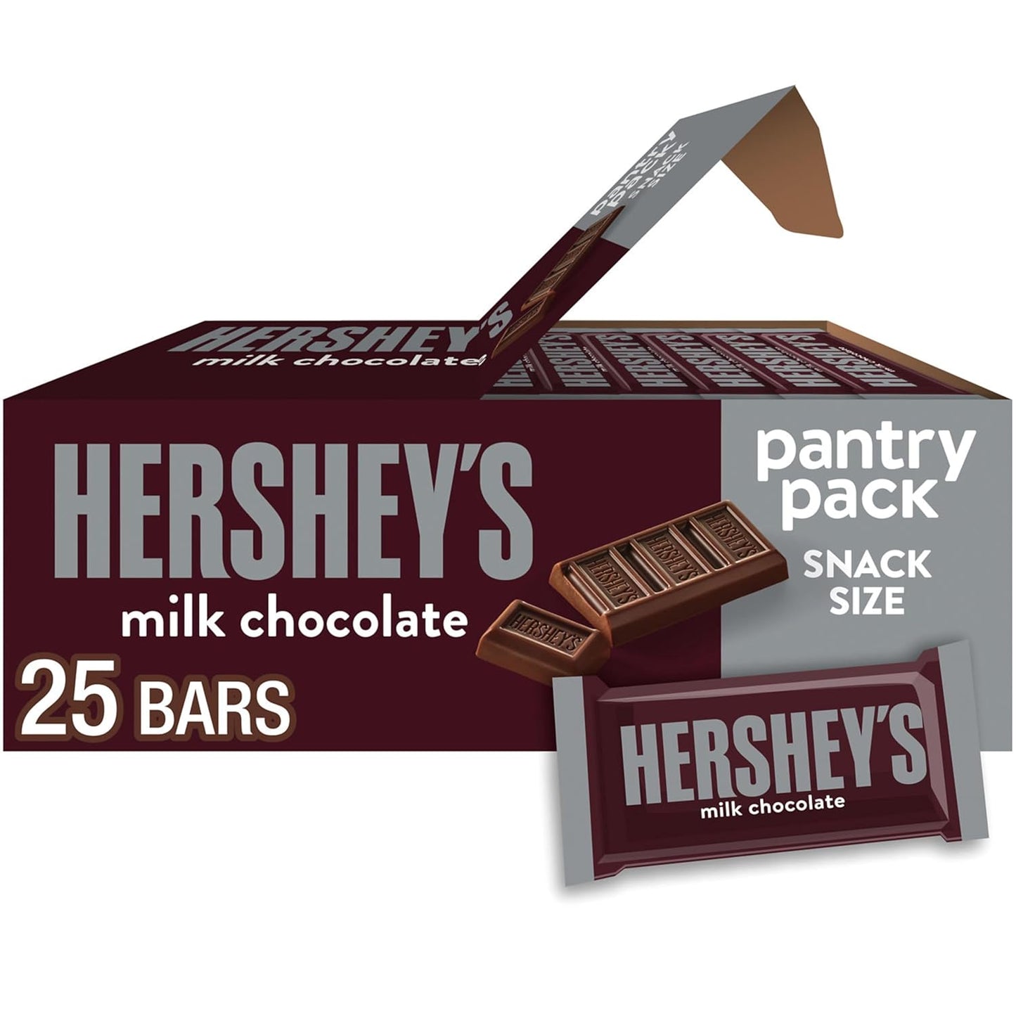 25 individually wrapped snack-size milk chocolate bars (0.45 oz each) in 11.25 oz total