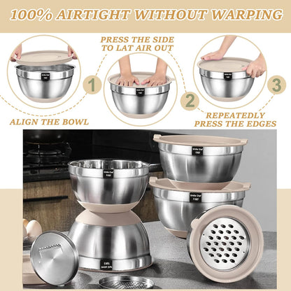 26-Piece Mixing Bowl Set – Streamlined Stainless Steel Storage for Small Spaces