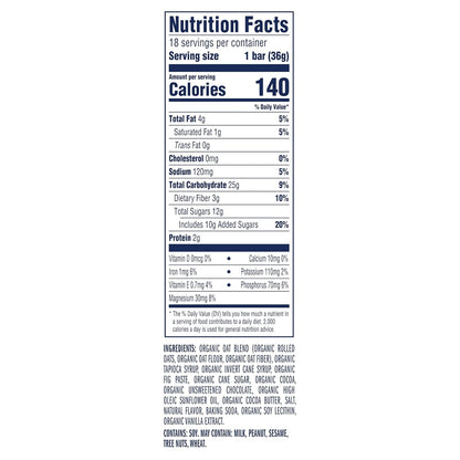 2g protein and 4g total fat per serving from whole-food oat and cocoa ingredients