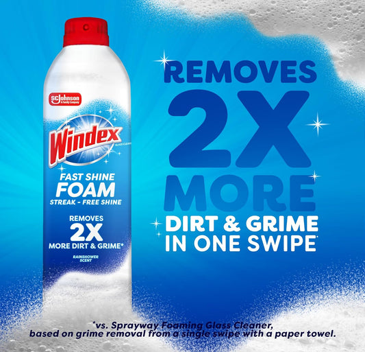 2x faster grime removal versus sprayway foaming glass cleaner in a single wipe