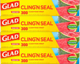 Glad Cling N Seal Plastic Wrap – Meal Prep Essential for the Busy Home Office Kitchen, Airtight Leftover Storage