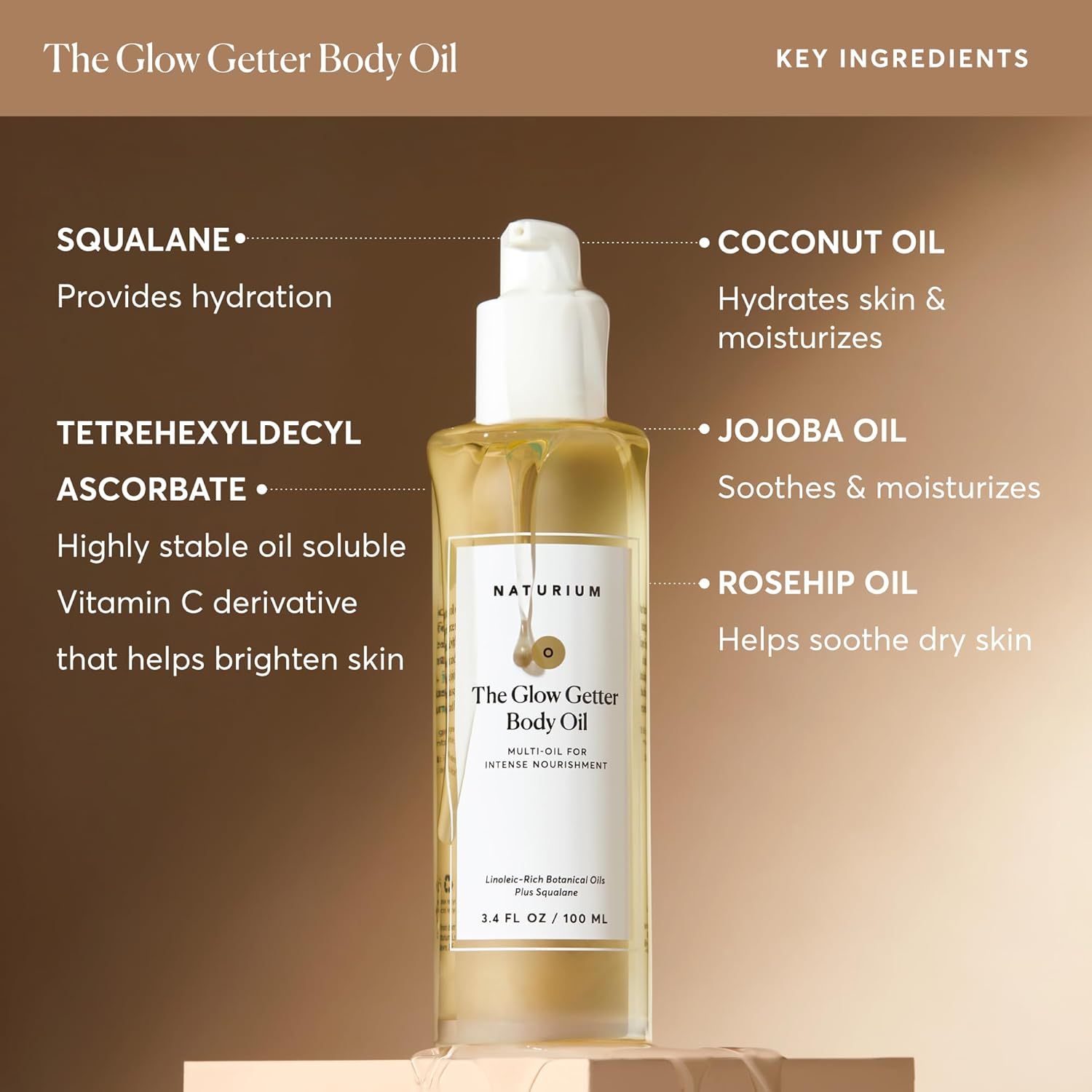 3.4 oz bottle with day and night usability for daily body application