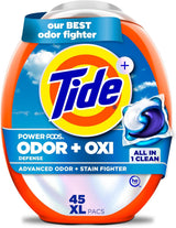 Tide Odor Defense + Oxi Laundry Pacs for Home Office Wardrobes, Quick Cold-Wash Stain Removal Between Meetings