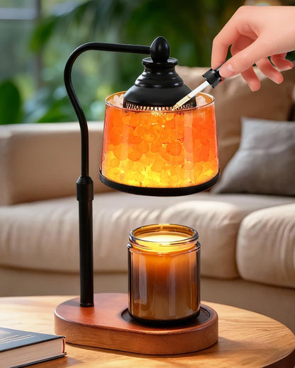 3-in-1 design combining flameless jar candle warmer, himalayan pink salt lamp, and passive essential oil diffuser