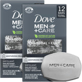 Dove Men+Care Charcoal 3-in-1 Bar 12-Pack – Thoughtful Birthday Gift for Husband Who Has Everything, Stocked Bathroom Set