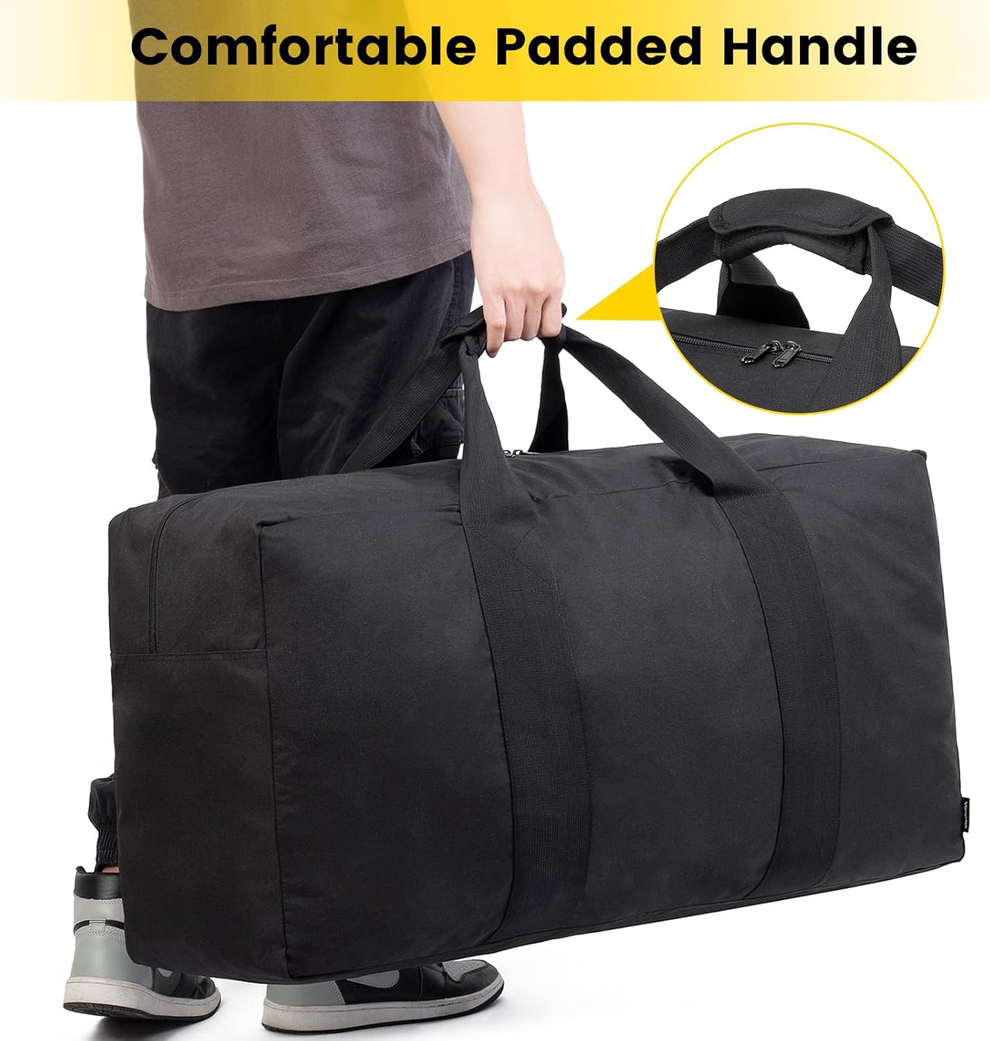 3-inch extra-wide high-density webbing reinforced at the bag base for load-bearing