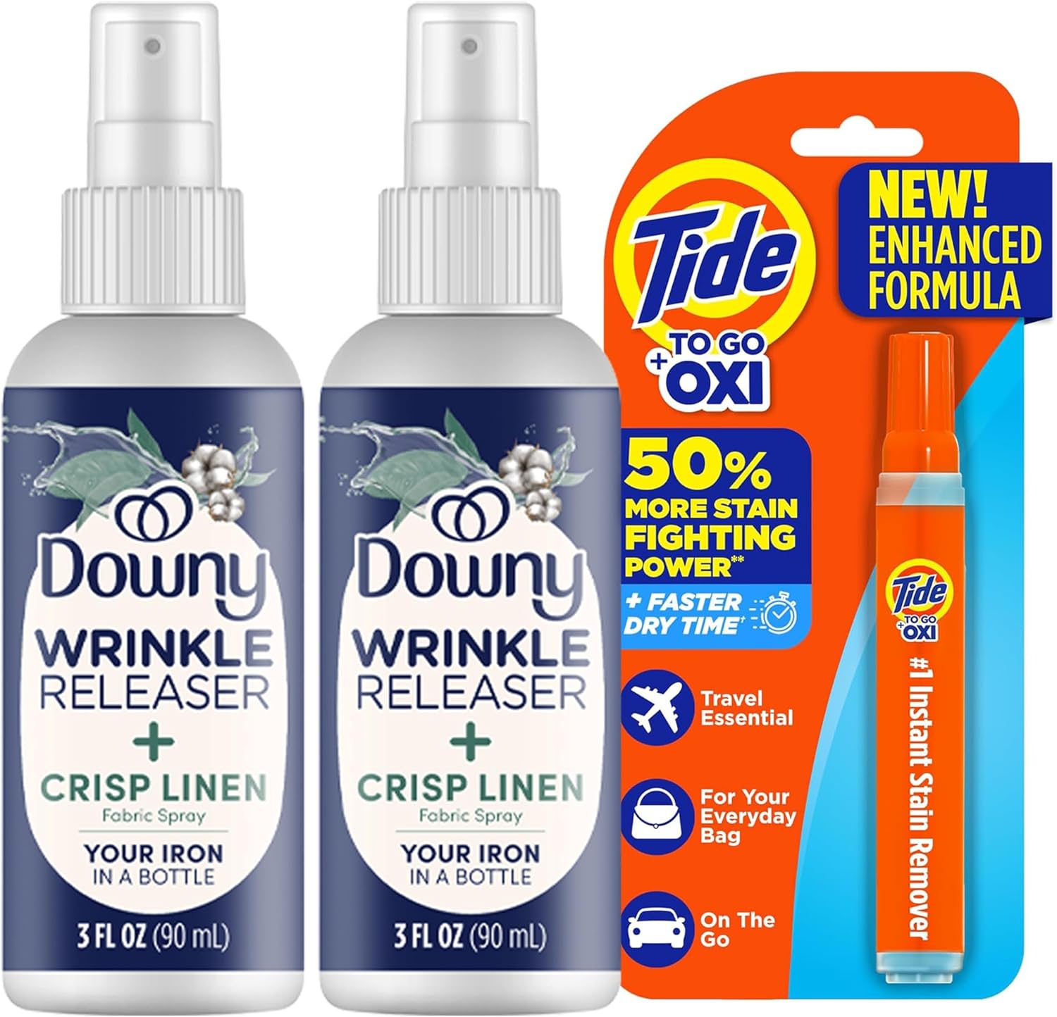 3-pack bundle format with included bonus tide to go stain remover pen sample