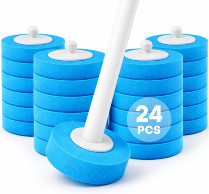 30 disposable 5-layer foam pads with scrubbing layer, odor-control middle layer, and self-contained cleaning solution core