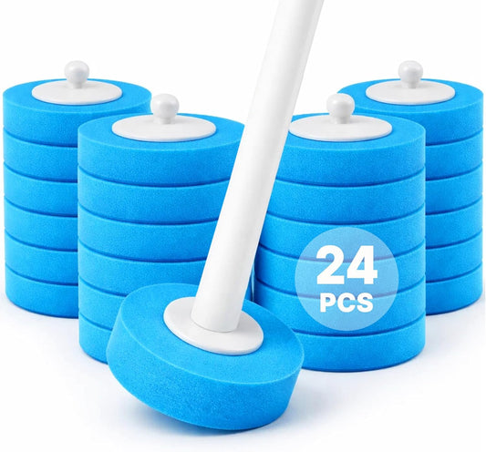 30 disposable 5-layer foam pads with scrubbing layer, odor-control middle layer, and self-contained cleaning solution core