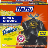 Hefty Ultra Strong 30 Gallon Trash Bags – Heavy-Duty Outdoor Waste Bags for Patio and Backyard Cleanup, Fabuloso Lemon Scent, 50 Count