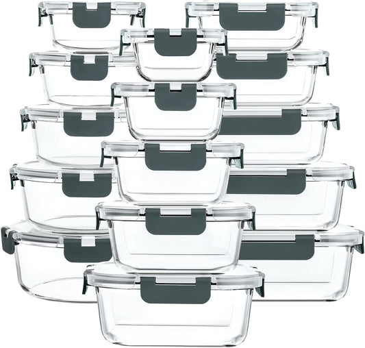 30-piece set with 15 containers and 15 lids in 15 size/shape variations