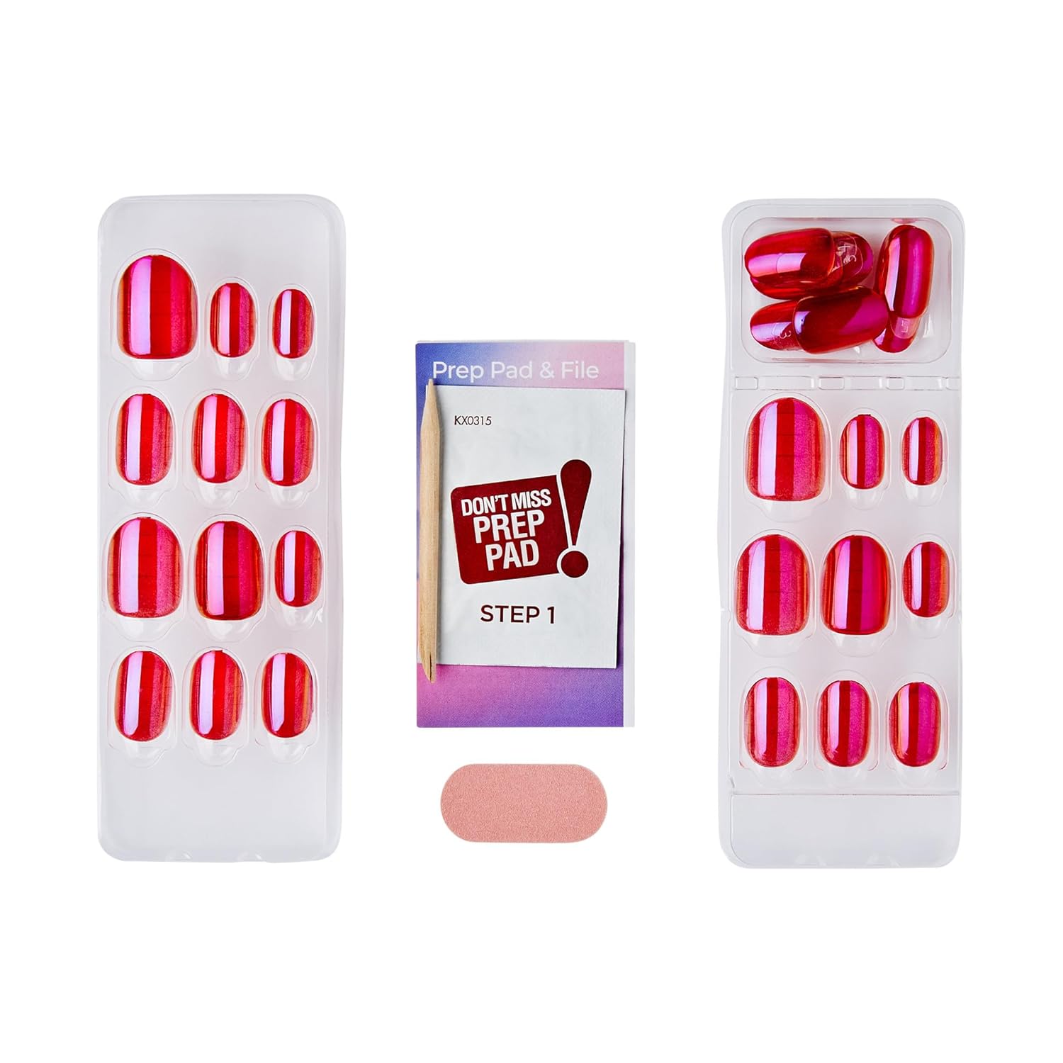 30 press-on nails per kit covering a full manicure with size variety