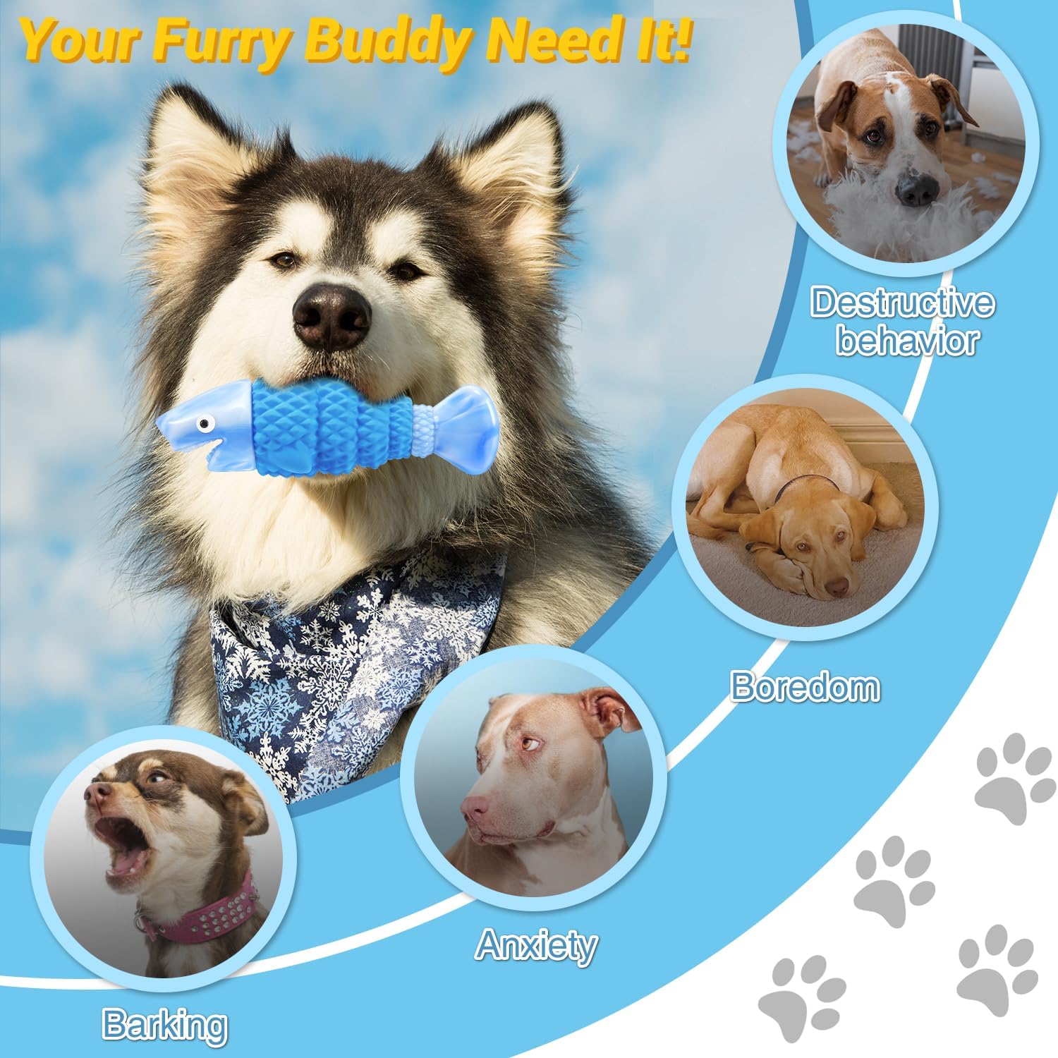 30% thicker natural rubber middle section compared to competing dog toys